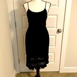 Xhilaration| Black adjustable spaghetti strapped highlow lacy dress